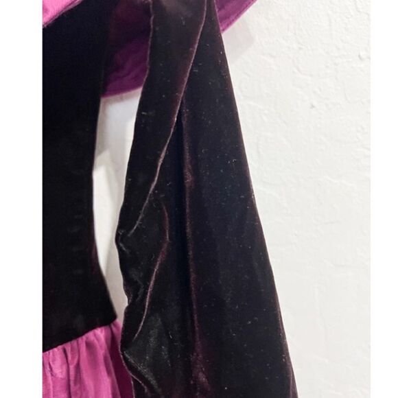 Vintage Jessica McClintock Off Shoulder Velvet Taffeta Purple Burgundy 4 90s 80s - Picture 9 of 10